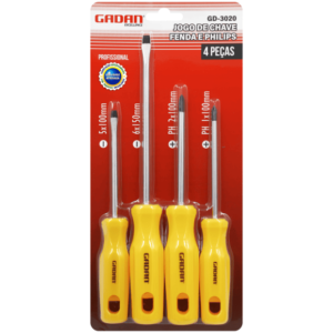 3020-JOGO CHAVE FENDA E PHILIPS C/ 4 PEÇAS
