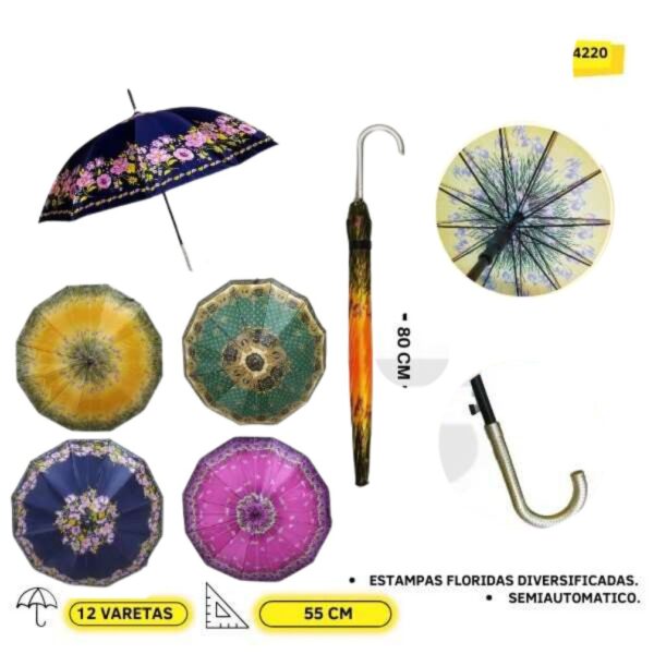 4220 Guarda Chuva 80 CM 12 VARETAS CX 60 Pçs