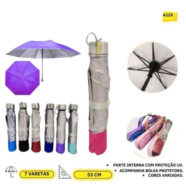 4229 SOMBRINHA GUARDA CHUVA 7 VARETAS + UV 53 CM CX 100 Pçs