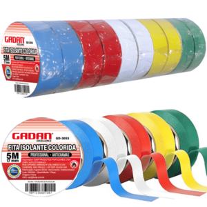 GD-3053 - FITA ISOLANTE 5M COLORIDA EM TUBO C/10 ROLOS