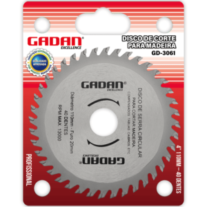 GD-3061 - DISCO DE CORTE 4" 40 DENTES PARA MADEIRA