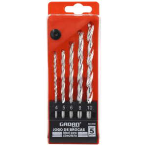 GD-3750 - CONJUNTO COM 5 PEÇAS DE BROCAS PARA FURAR CONCRETO 4/5/6/8/10MM