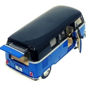 Miniatura Colecionável Perua Kombi Clássica 1962 Azul e Preto 1/32